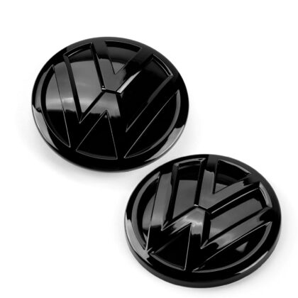 VW Polo 5 (6C) 2014-17 - Coppia Stemma Logo - Anteriore Posteriore - Nero Lucido