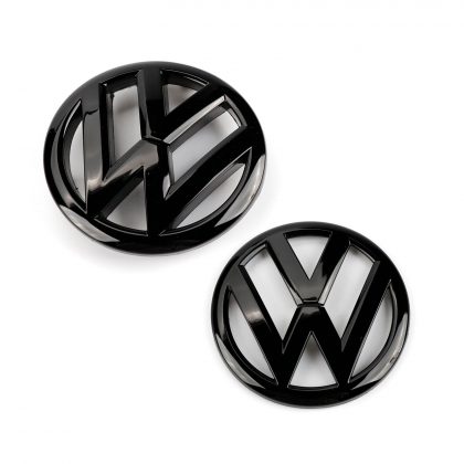 VW Polo 5 (6R) 2009-2013 - Coppia Stemma Logo Anteriore Posteriore - Nero Lucido